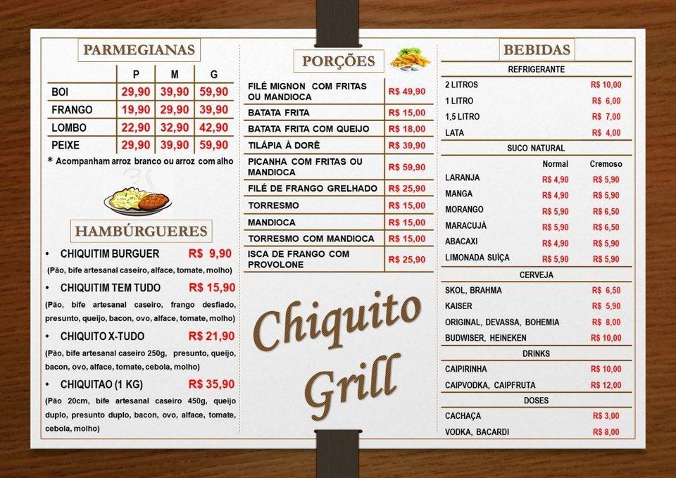 Chiquito Grill cardápio