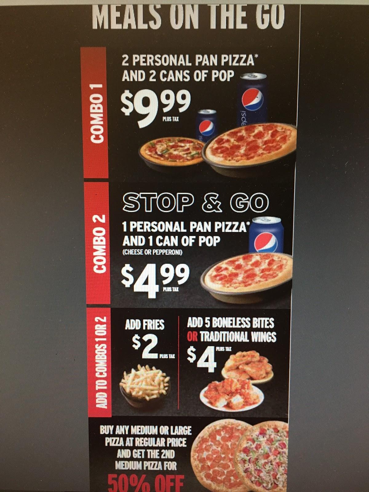 Menu at Pizza Hut pizzeria, Crossfield