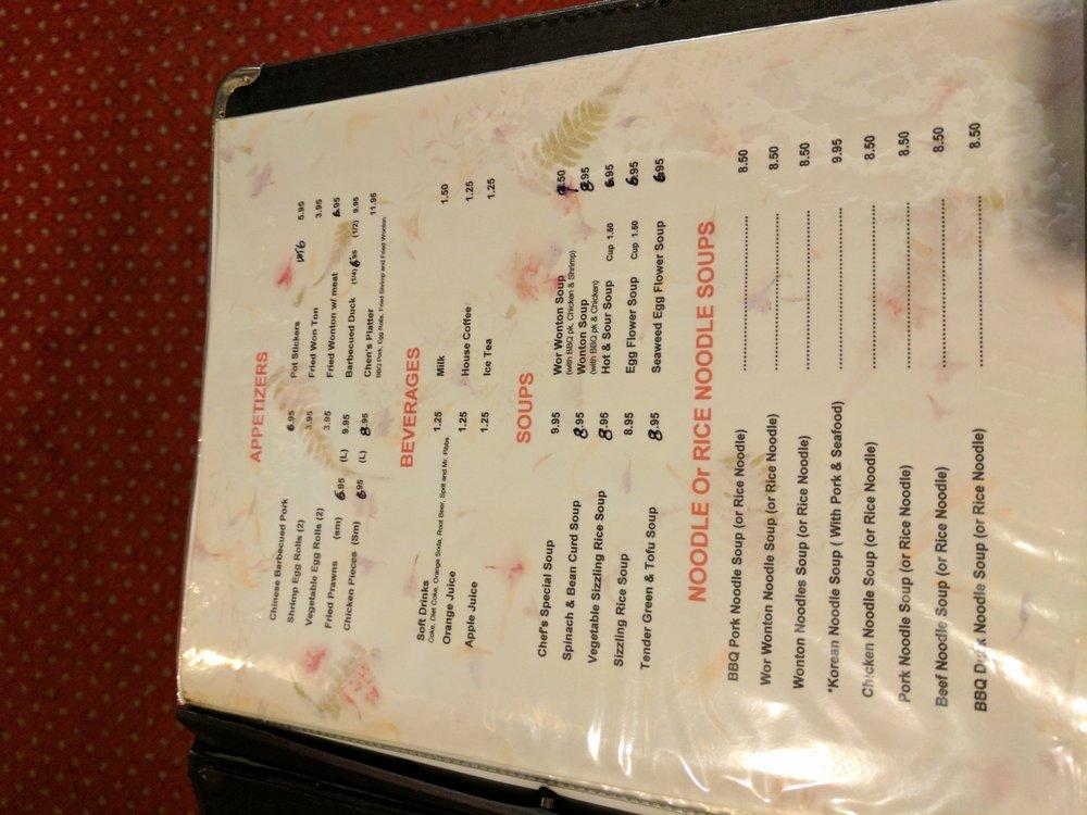 Menu at House of Chen restaurant, Eugene