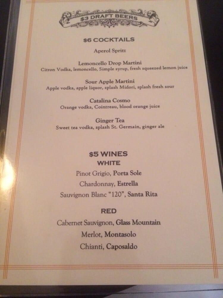 Menu at Treva pub & bar, West Hartford