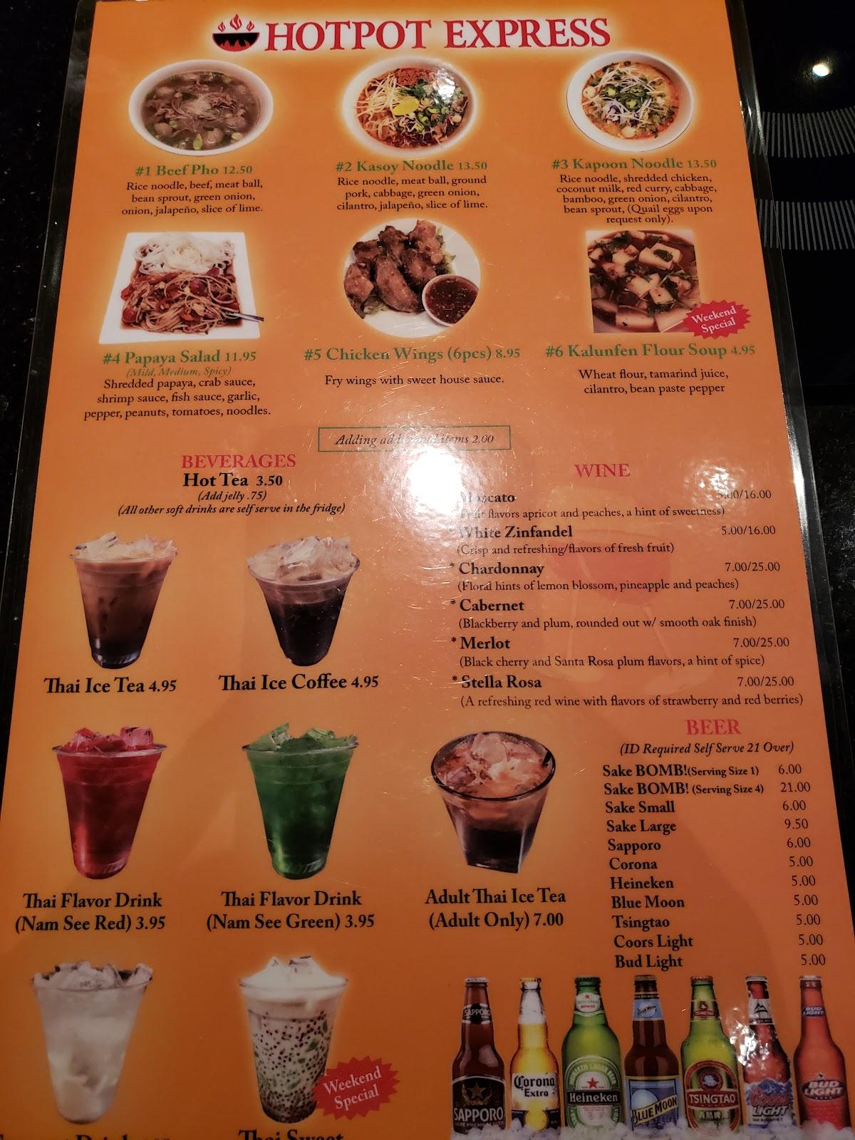 Menu at Hotpot Express restaurant, Citrus Heights