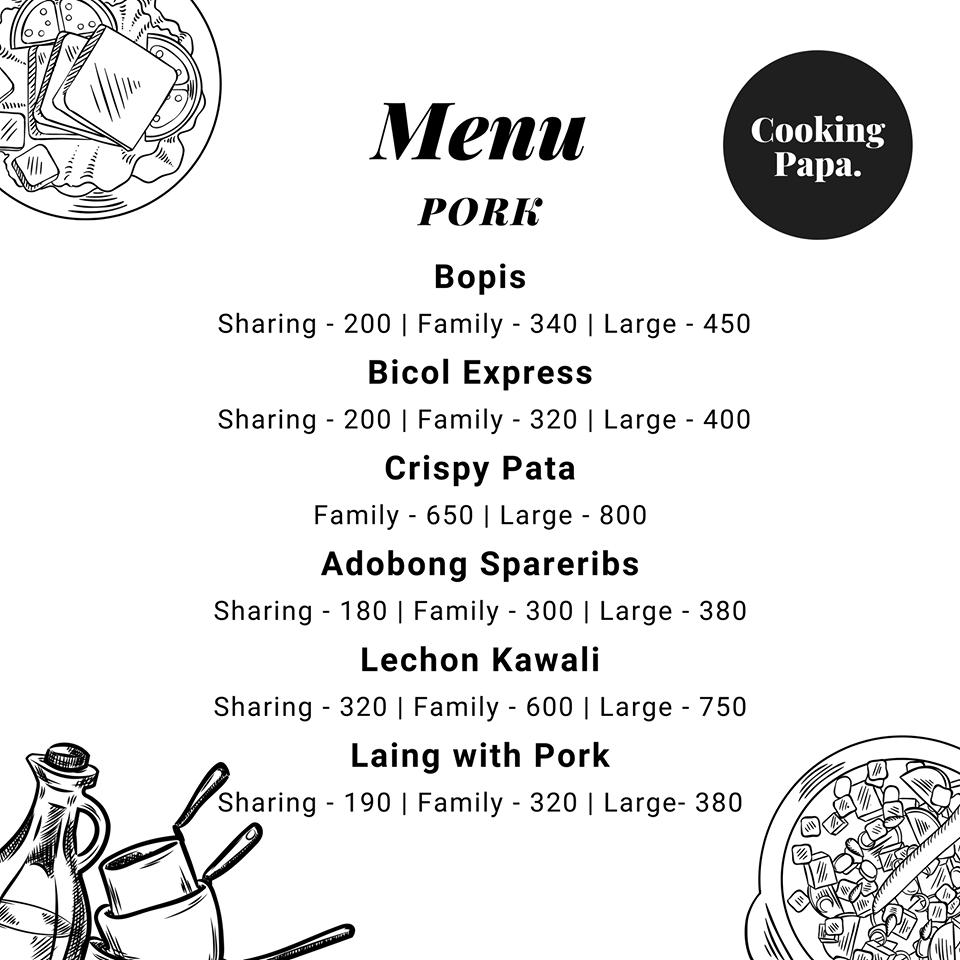 Menu At Cooking Papa Restaurant Parañaque