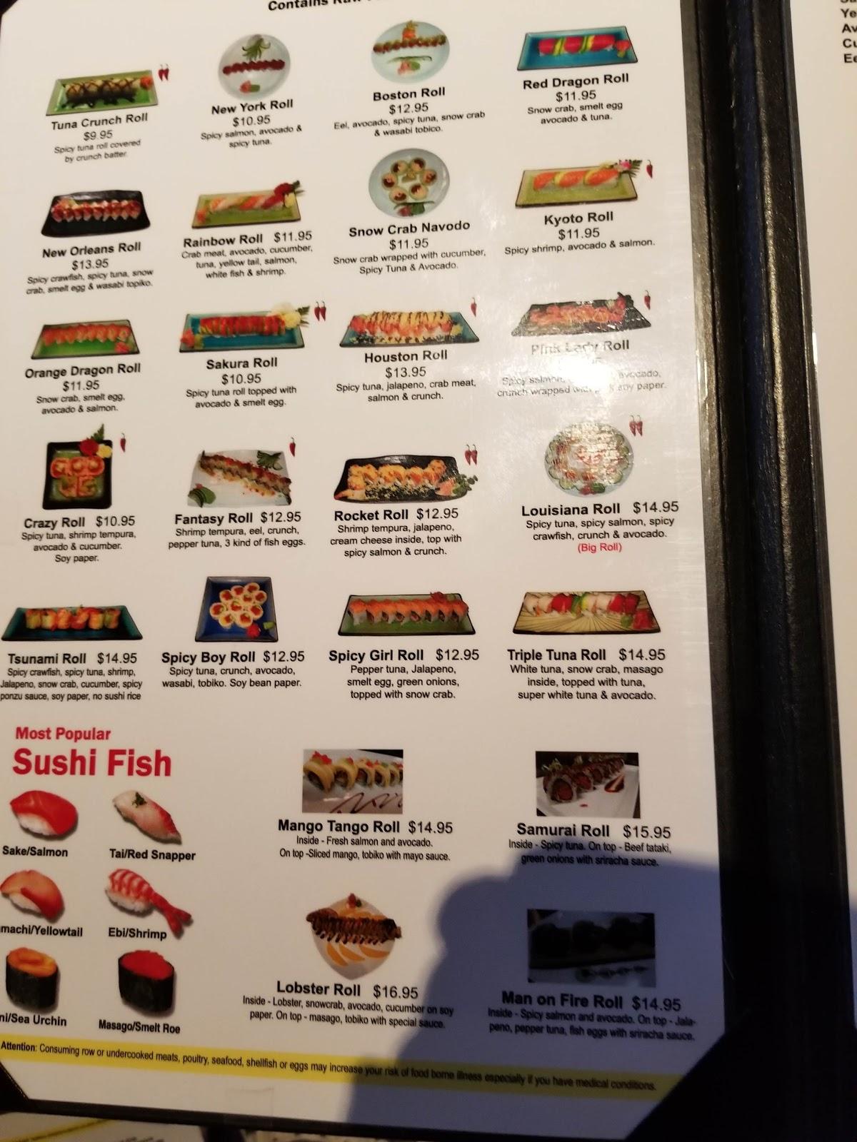 Menu at Taisho Japanese Grill and Sushi Bar, Cypress