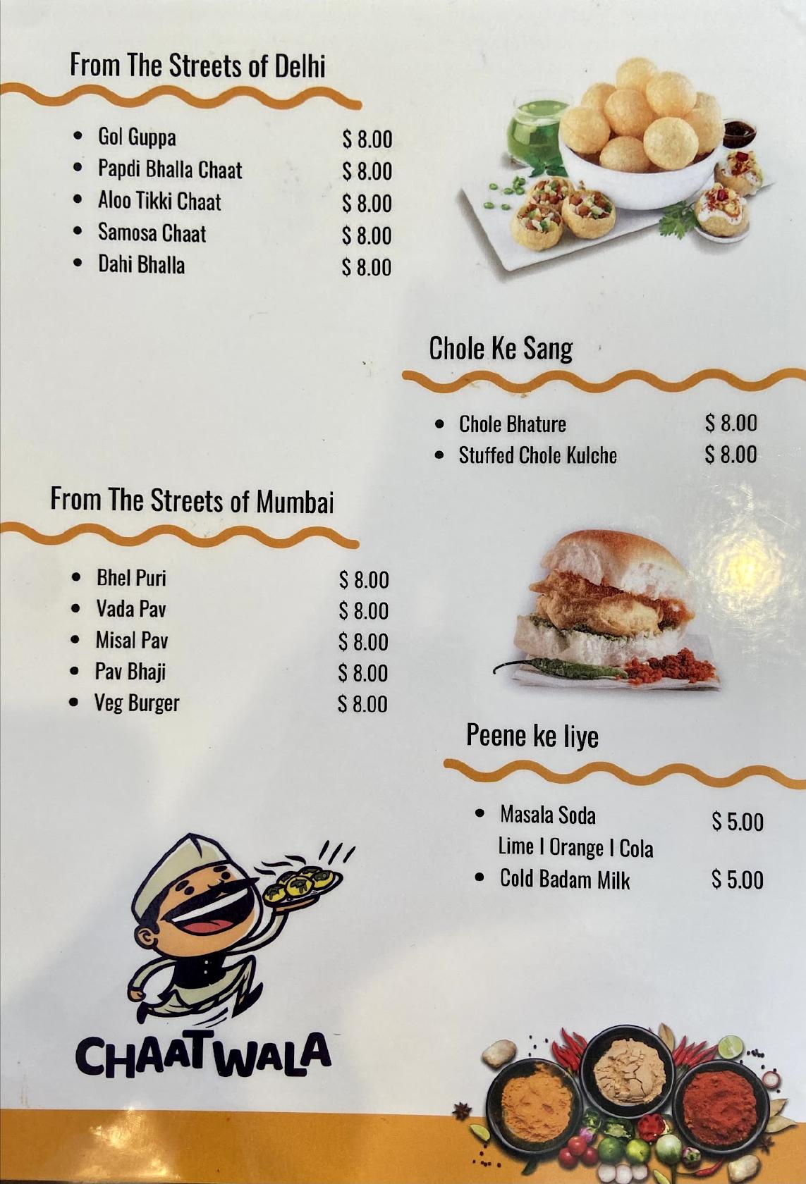Carta del restaurante Chaatwala Authentic Indian Street Food, Herndon