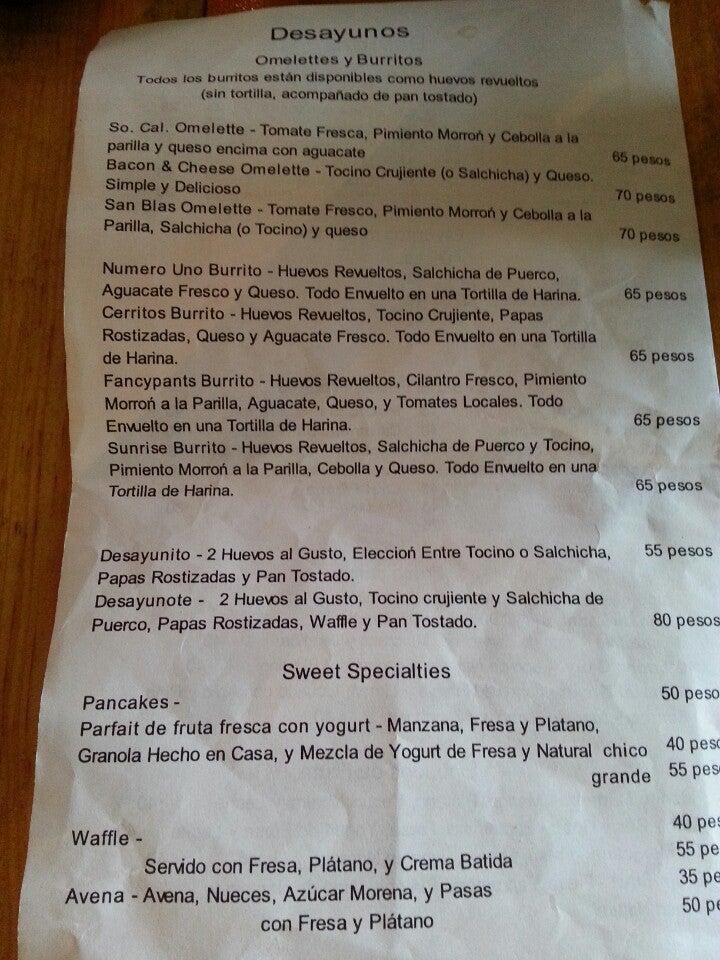 Menu at Looney Bean Coffee Cerritos cafeteria, Mazatlán, Av. Sábalo Cerritos 3500