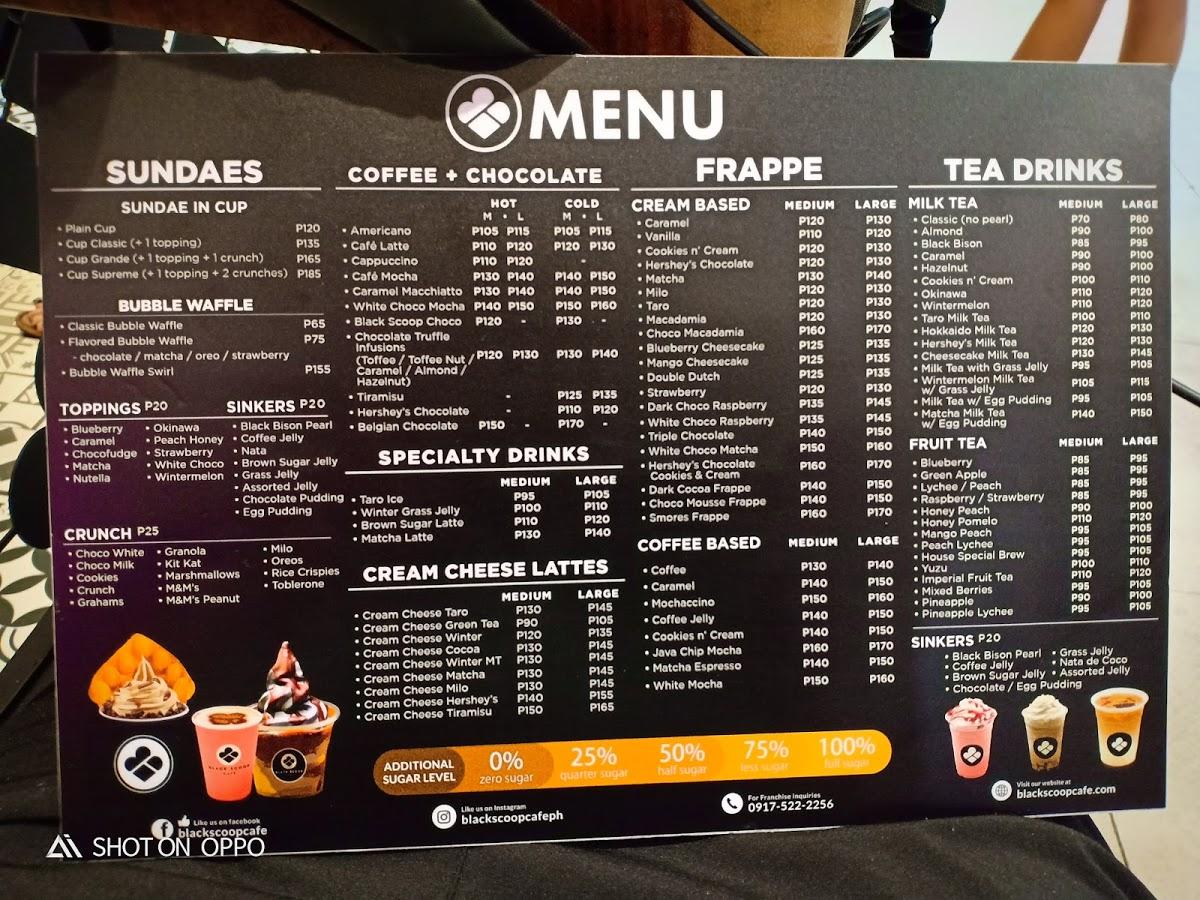 Menu at Black Scoop Cafe Dasma, Dasmariñas