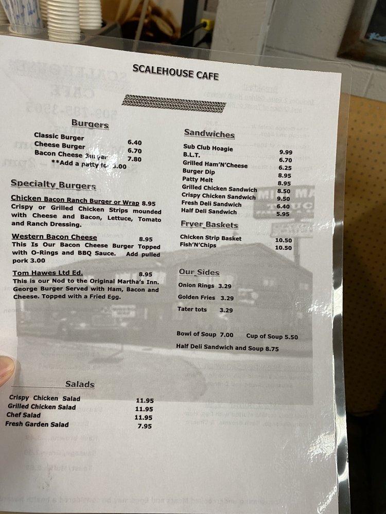 Menu at Scalehouse Cafe,