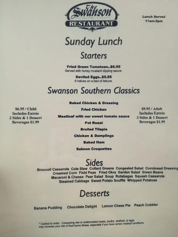 Menu at The Swanson restaurant, Perry