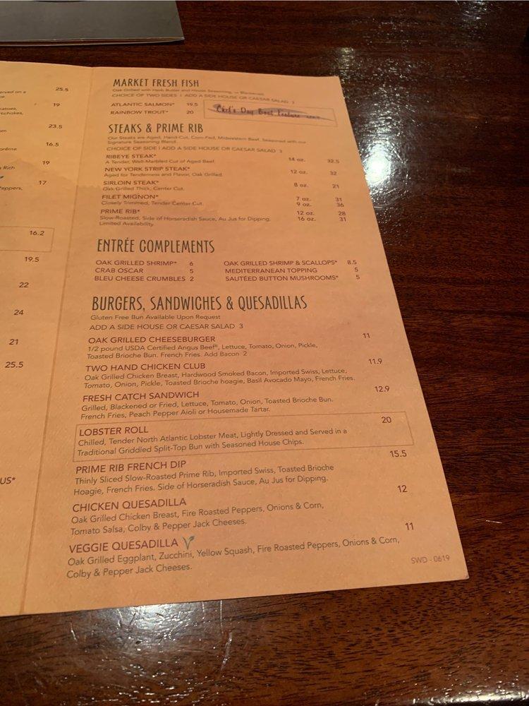 Menu at Stonewood Grill & Tavern steakhouse, Brandon
