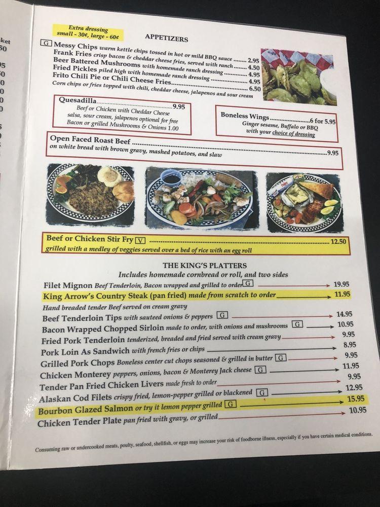 Menu at Arrow's Cafe and BBQ, Heber Springs