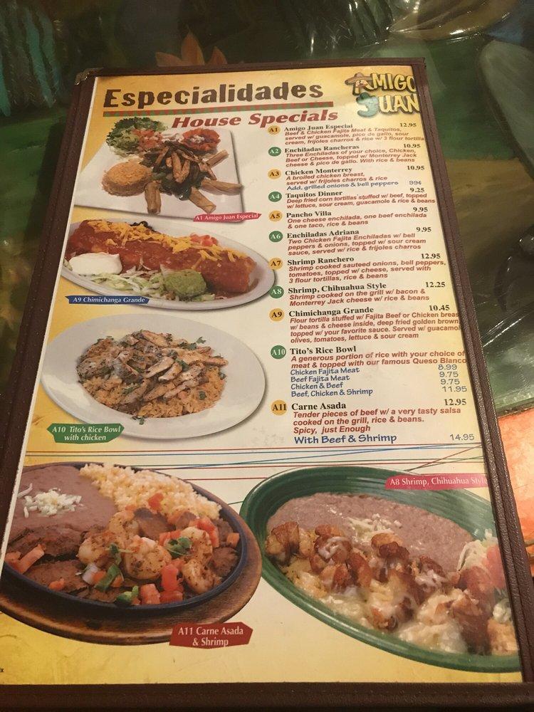 Menu at Amigo Juan restaurant, Texarkana, Morris Ln