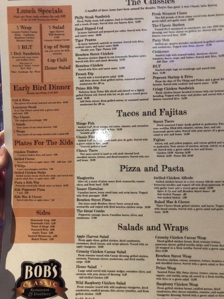 Menu at Bob's Classic Restaurant & Distillery, East Wenatchee
