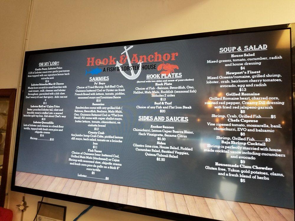 Menu at Hook & Anchor restaurant, Newport Beach