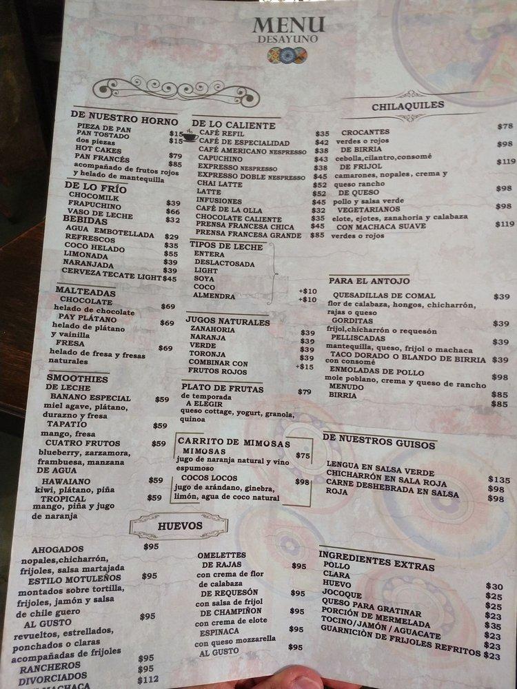 Menu at La Casa De Los Platos restaurant, Guadalajara, São Paulo 2367