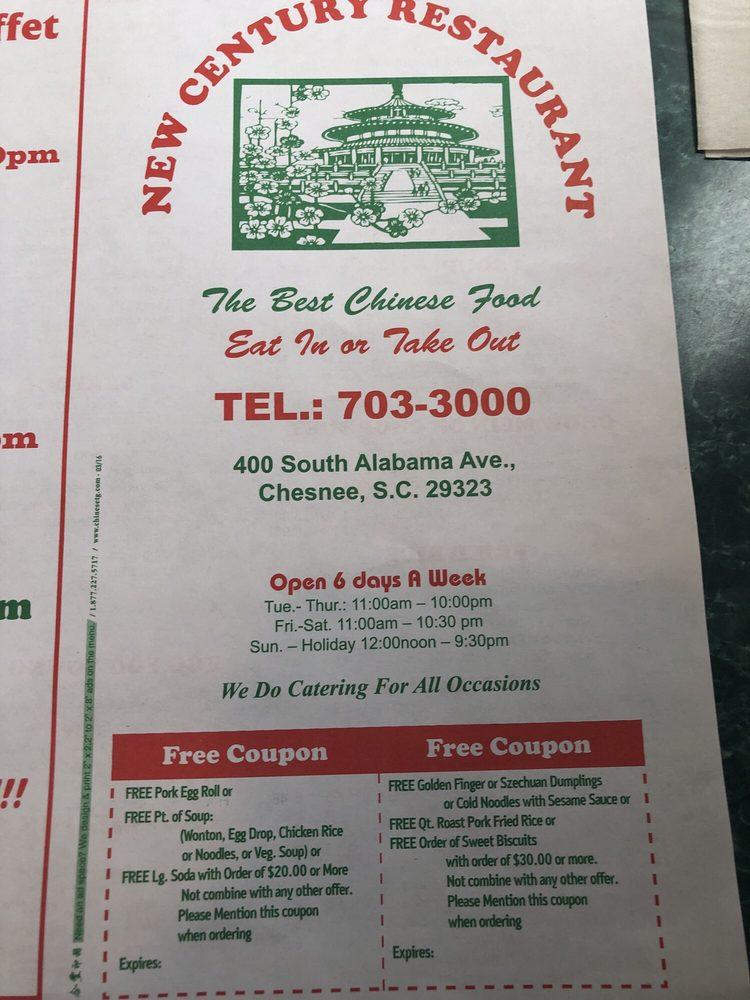 new century carryout & restaurant menu