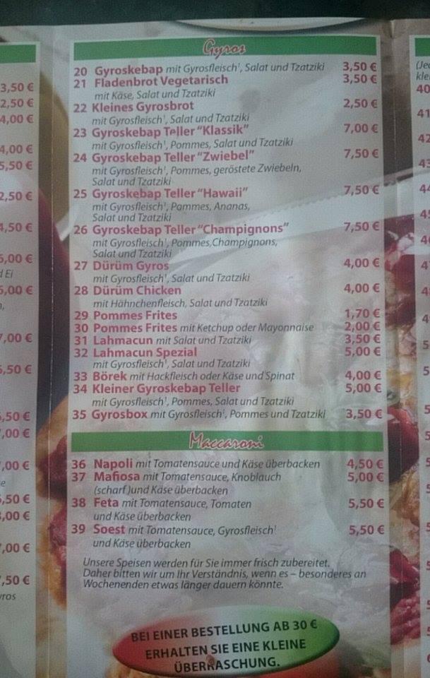 Speisekarte von Funny Grill restaurant, Soest