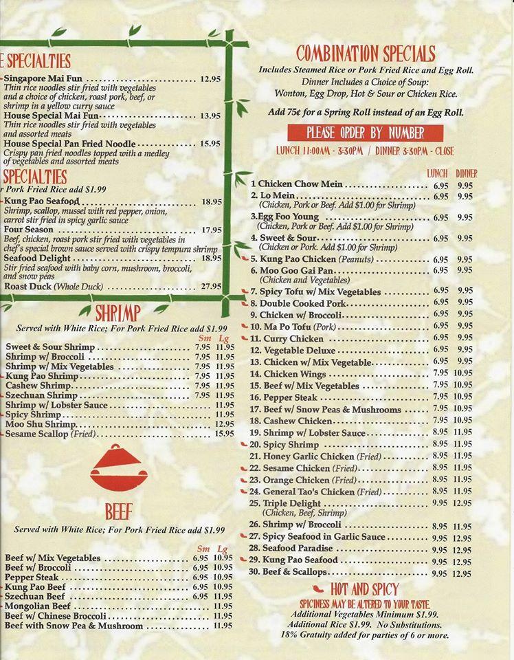 Menu at Wok Cuisine Chinese Restaurant & Sushi Bar, Fort Myers, Boy