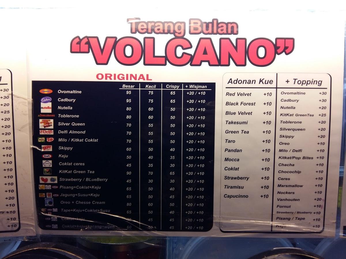 Menu at Volcano Terang Bulan Dan Martabak restaurant, Surabaya