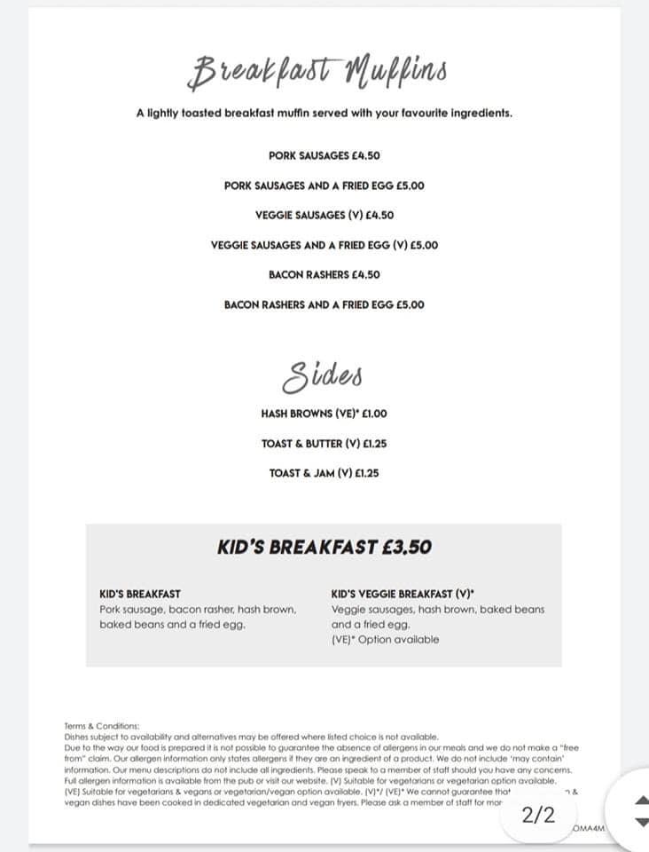 Menu at Little Owl pub & bar, Chester, Nr