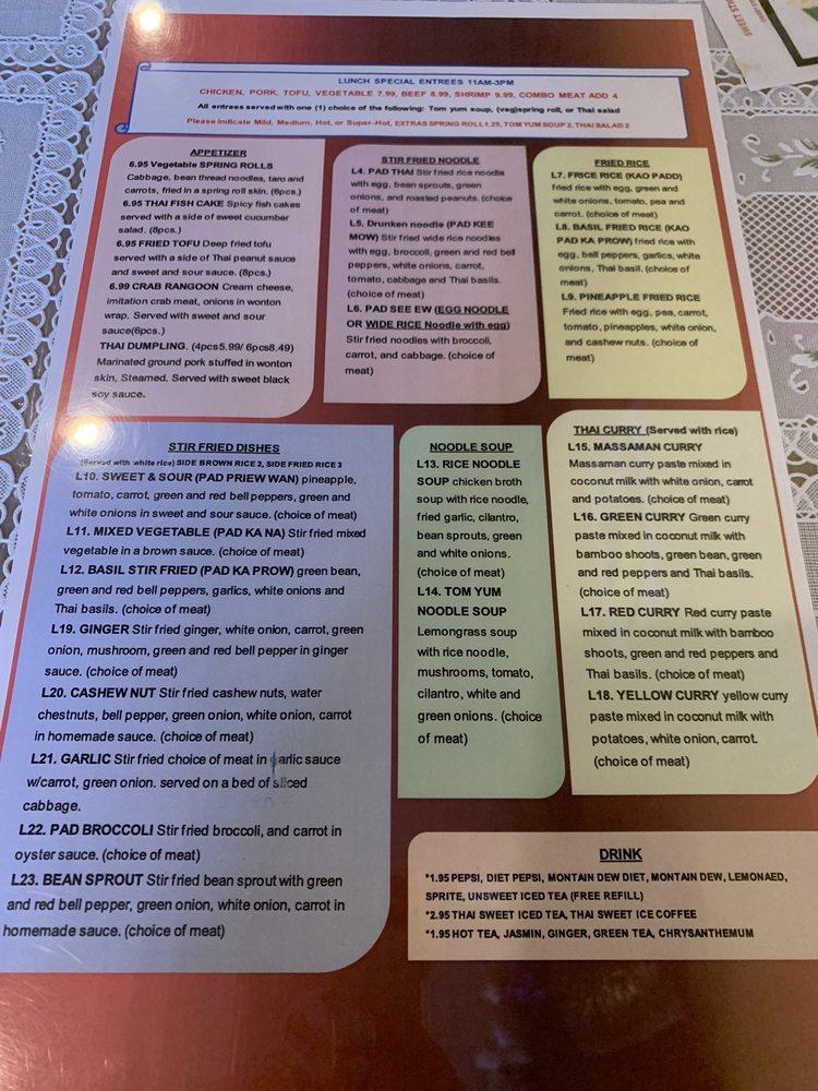Menu at Thai Papaya Restaurant, Indianapolis, W 96th St Suite 1000