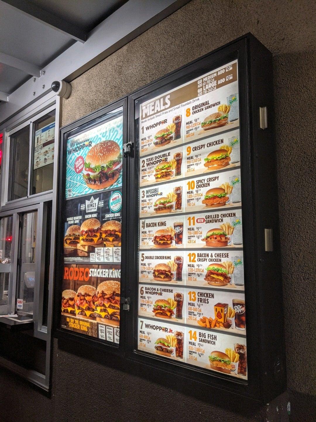 Menu At Burger King Fast Food San Francisco Geary Blvd