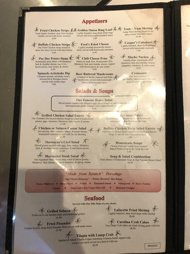 Menu at Percy & Willies restaurant, Florence, 130 Dunbarton Dr