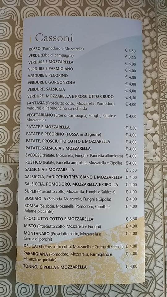 Menu da Del sole, piada e cose buone, Rimini