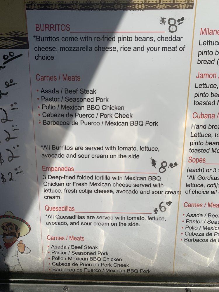 Menu at Taqueria Tequila Jalisco restaurant, Apex