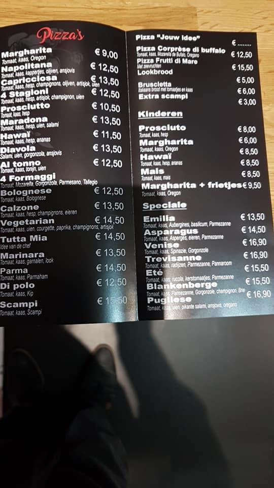 Menu au Il Gusto d'Italia, Blankenberge