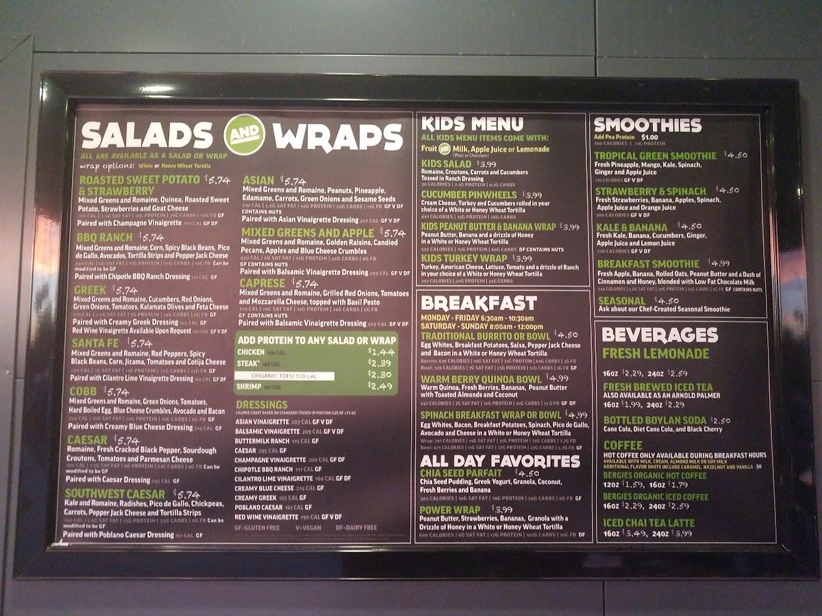Menu at Salad and Go fast food, Mesa, E Brown Rd