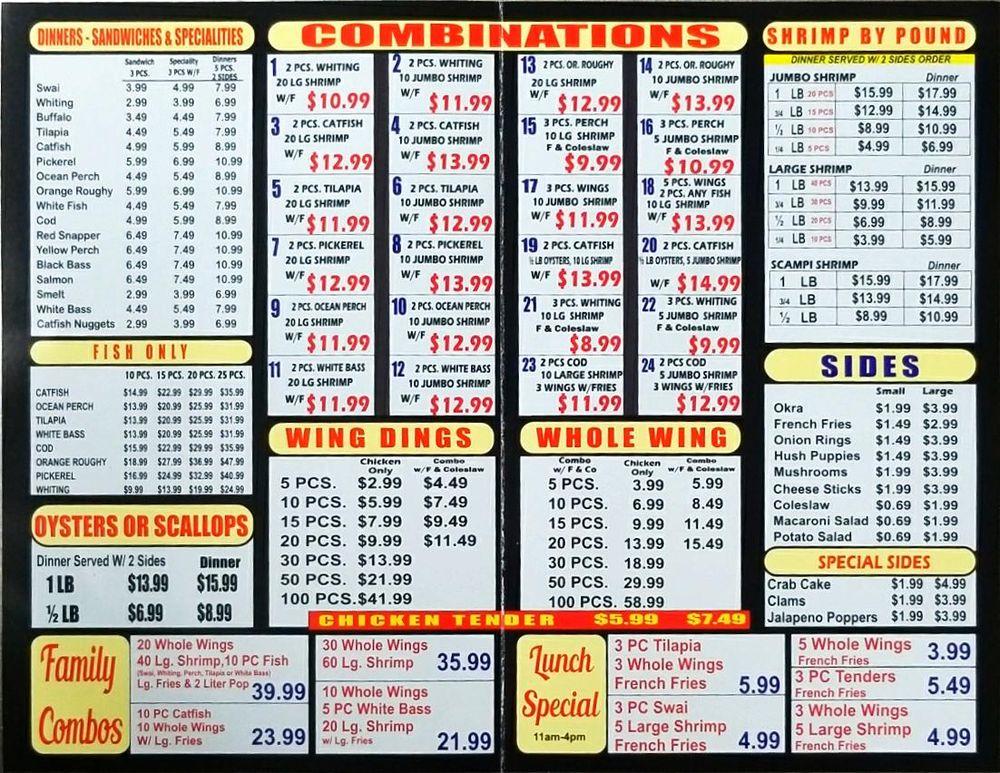 Menu at METRO FISH & SEAFOOD restaurant, Detroit
