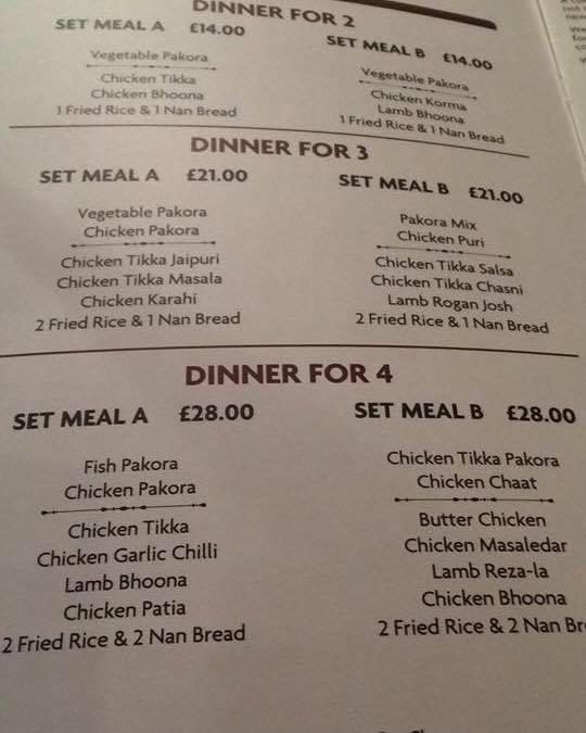 Menu at Shimla Cottage restaurant, Coatbridge