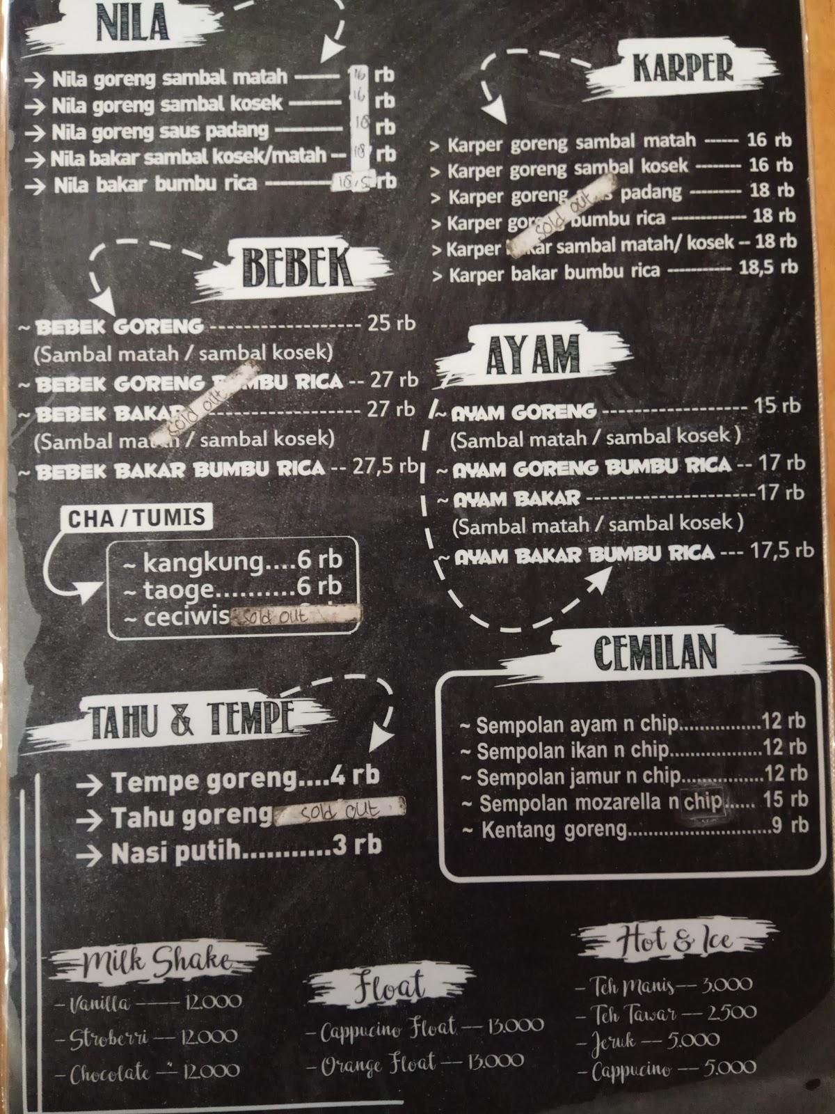 Menu at Ayam Geprek Pak Well restaurant, Semarang, W8M6+JPF