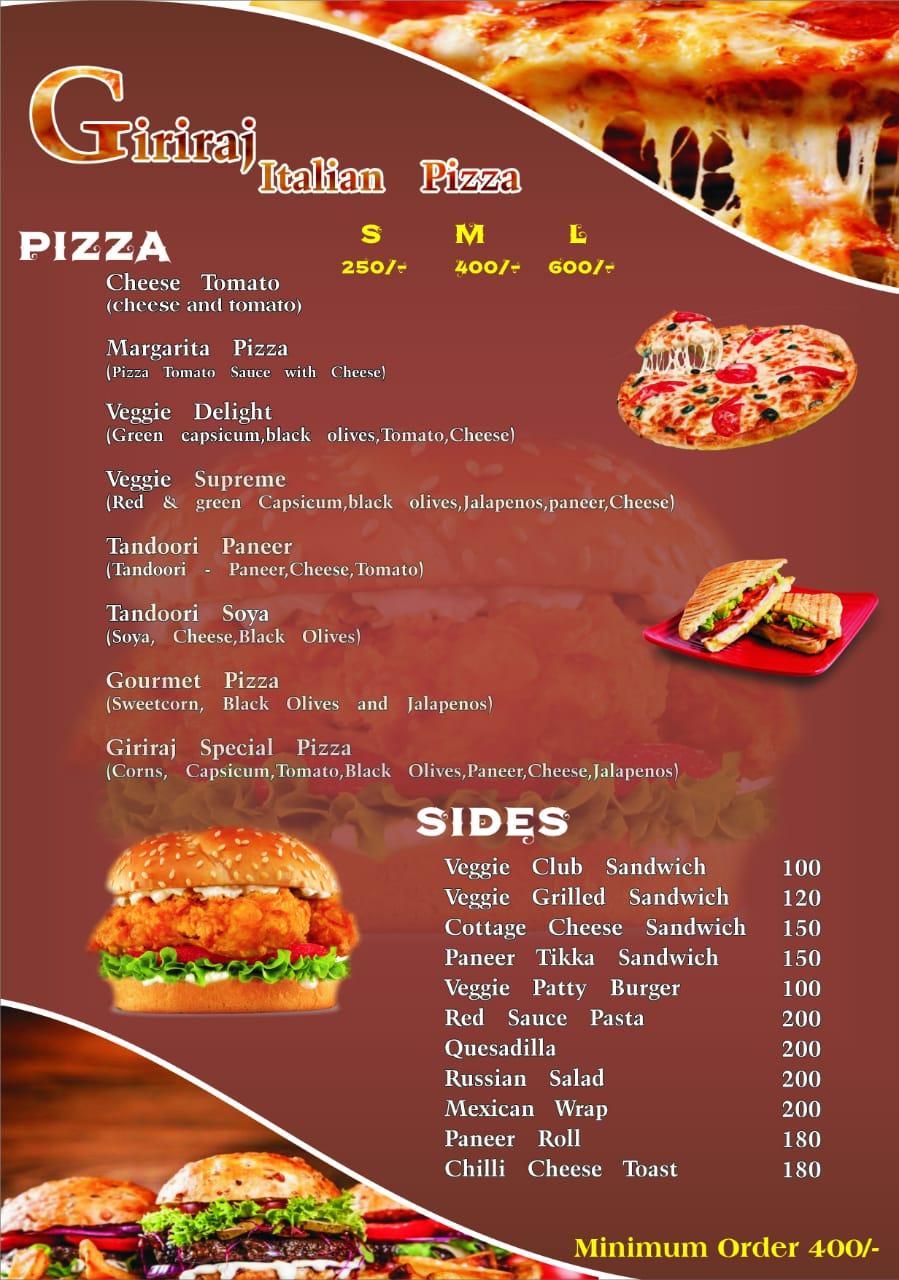 Menu at Giriraj Italian Pizza, Vrindavan