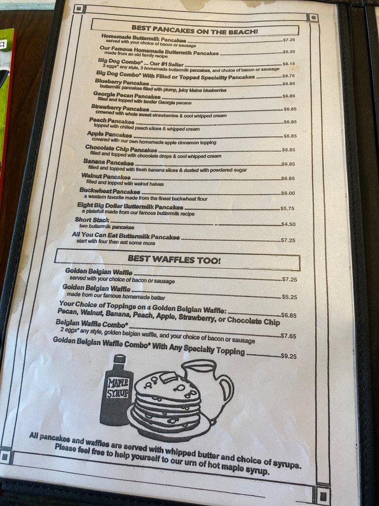 Menu at Golden Griddle Pancake House restaurant, North Myrtle Beach