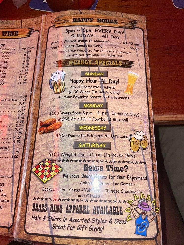 Menu at Brass Ring Pub, North Palm Beach