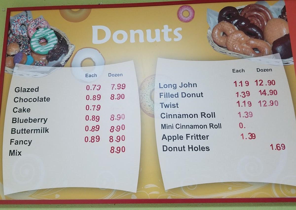Menu at J's Donuts, Oklahoma City