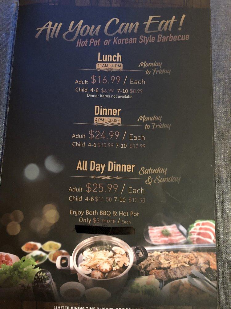 Menu at KPot Korean BBQ & Hot Pot, Rockville