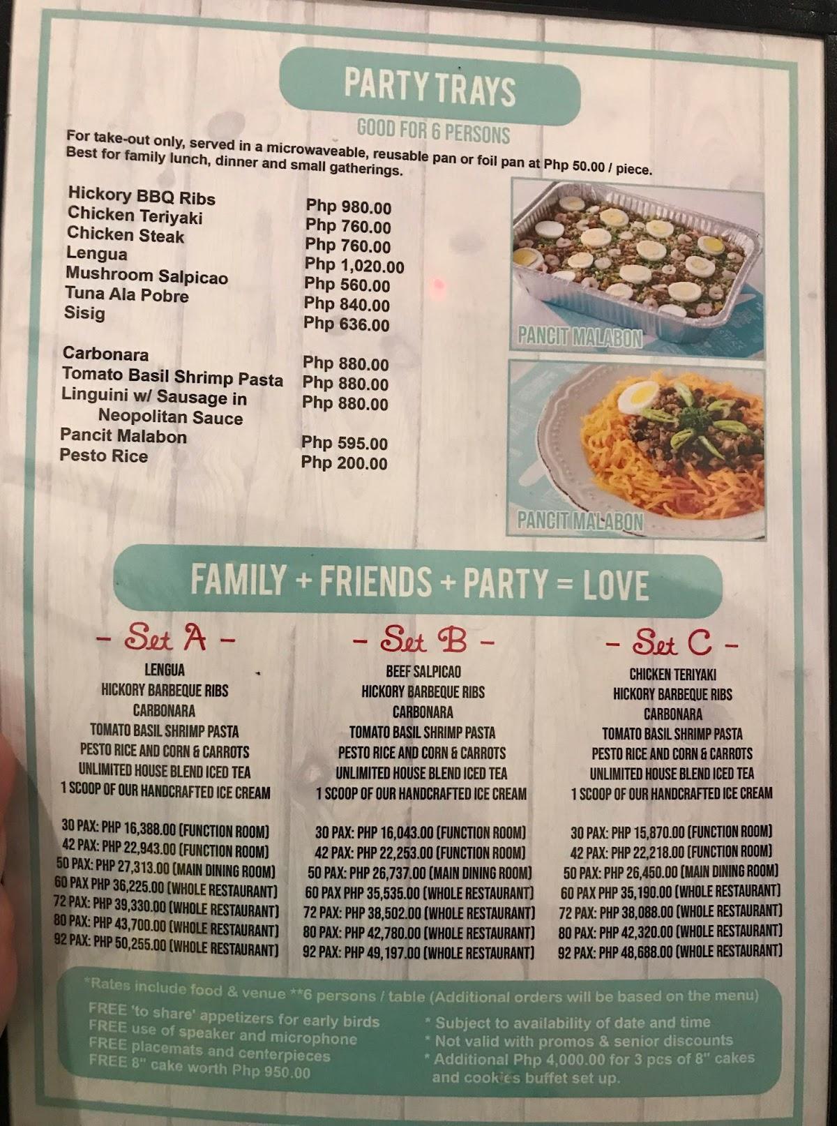 Menu at Plana's Pantry restaurant, Quezon City
