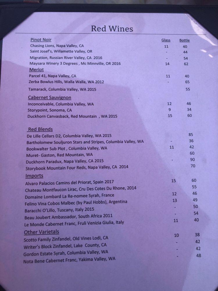 Menu at Greenhouse Restaurant, Gig Harbor