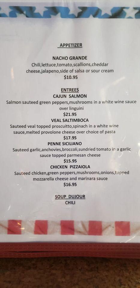 Menu at Sapore pizzeria, Lehighton