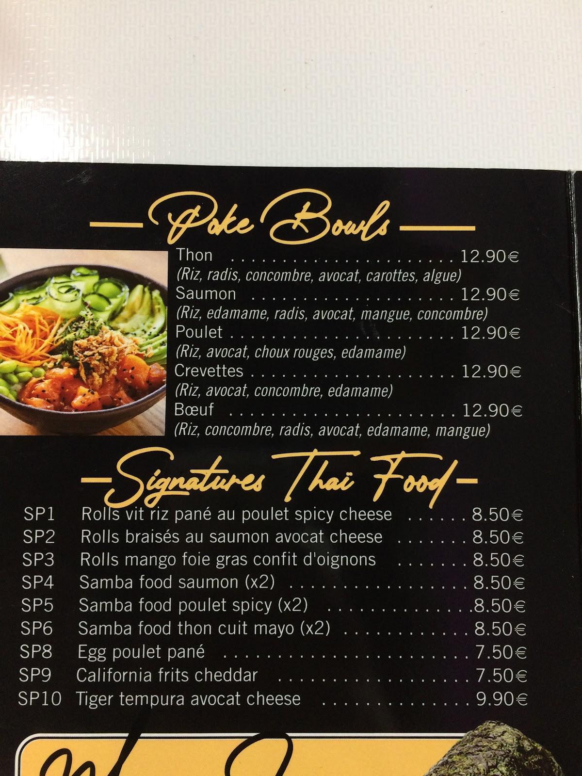 Menu de BANH THAI