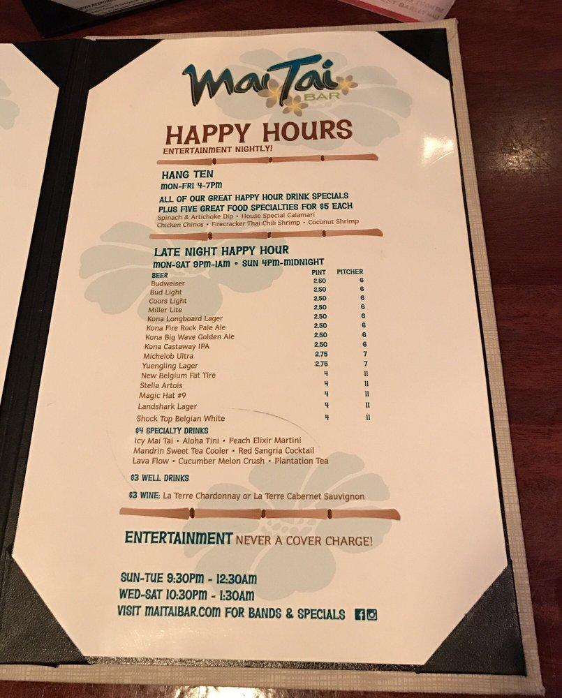 Menu at Mai Tai Bar, Daytona Beach, 250 N Atlantic Ave Suite 130