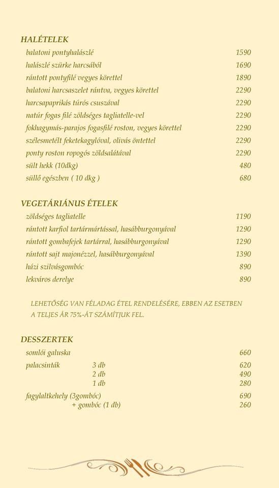 Menu at 71-es Étterem Balatonfűzfő restaurant, Balatonfűzfő