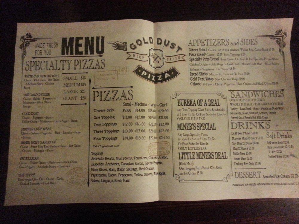 Menu at Gold Dust Pizza Oakdale pizzeria, Oakdale