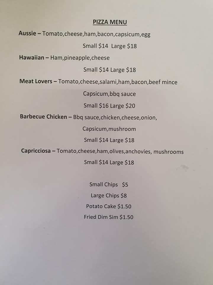 Menu at Royal Standard Hotel pub & bar, Toora
