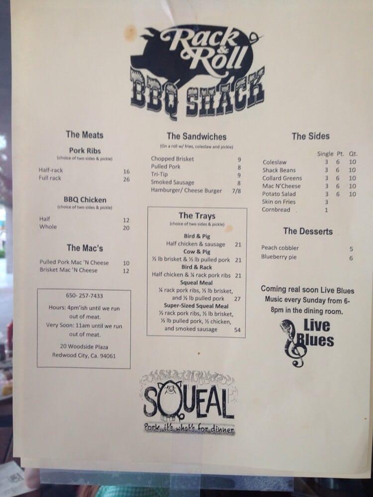Menu at Rack & Roll BBQ Shack, Redwood City
