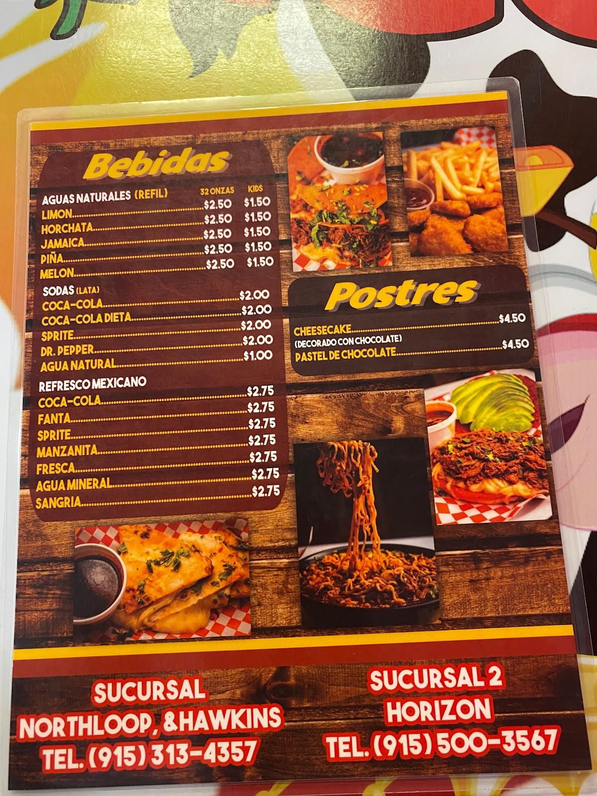 Menu at Birria Culiacan restaurant, El Paso, N Loop Dr