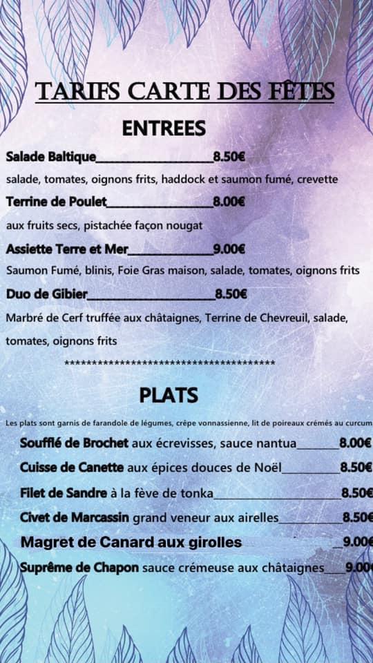Menu au Le relais des Bergers restaurant, SaintMartinenHaut