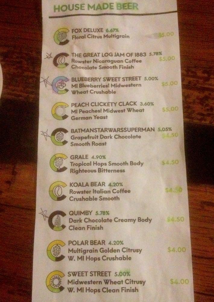 Menu at Creston Brewery pub & bar, Grand Rapids